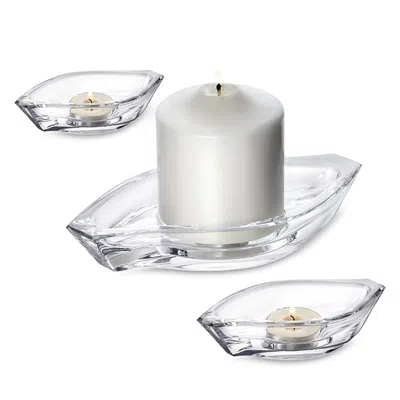 ORREFORS WAVE 3 PIECE VOTIVE SET