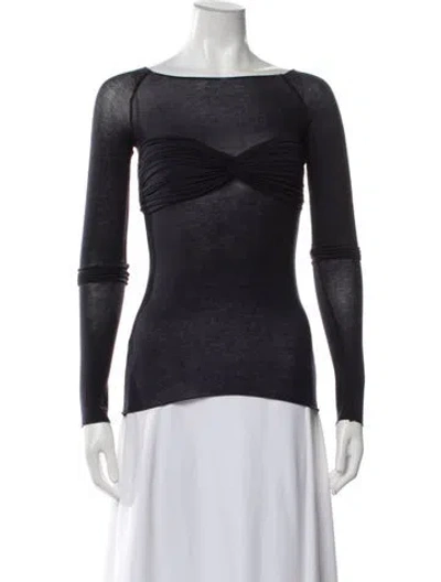 Pre-owned Orseund Iris Bateau Neckline Long Sleeve Top In Blue