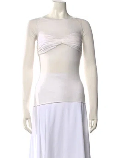 Pre-owned Orseund Iris Bateau Neckline Long Sleeve Top In Neutral