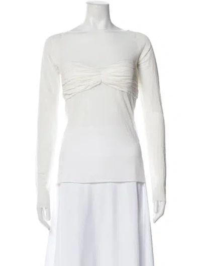 Pre-owned Orseund Iris Bateau Neckline Long Sleeve Top W/ Tags In Neutral