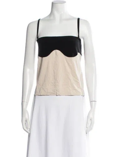 Pre-owned Orseund Iris Colorblock Pattern Square Neckline Top In Neutrals