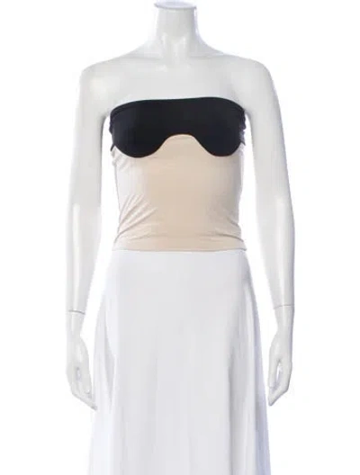 Pre-owned Orseund Iris Colorblock Pattern Strapless Crop Top In Neutrals