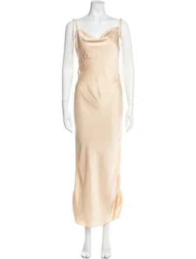 Pre-owned Orseund Iris Cowl Neck Long Dress In Neutral