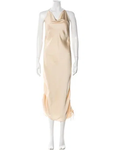 Pre-owned Orseund Iris Cowl Neck Long Dress In Neutral