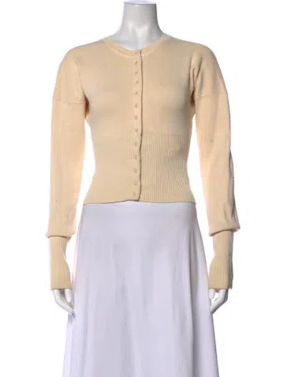 Pre-owned Orseund Iris Crew Neck Long Sleeve Button-up Top In White
