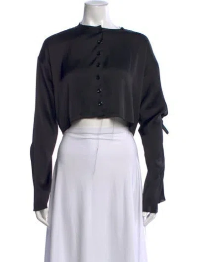 Pre-owned Orseund Iris Crew Neck Long Sleeve Crop Top In Black
