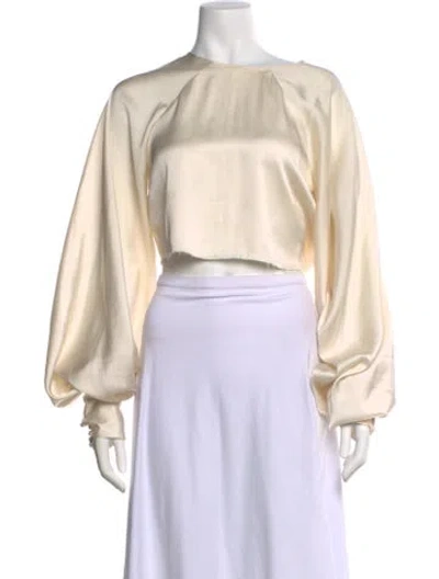 Pre-owned Orseund Iris Crew Neck Long Sleeve Crop Top In Neutral