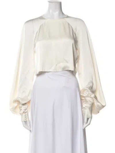 Pre-owned Orseund Iris Crew Neck Long Sleeve Crop Top In Neutrals