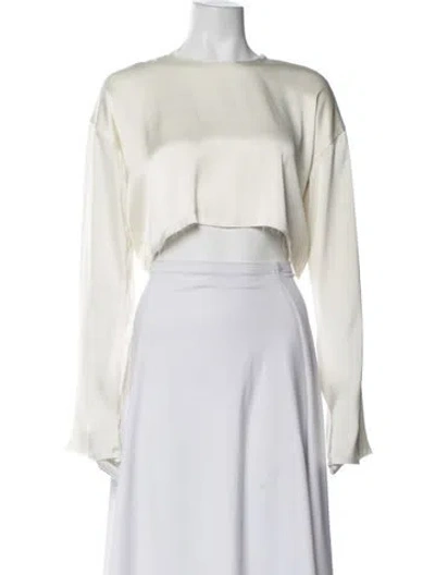 Pre-owned Orseund Iris Crew Neck Long Sleeve Crop Top In Neutrals