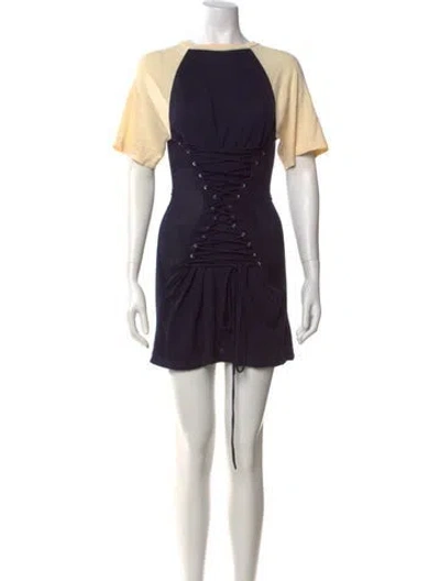 Pre-owned Orseund Iris Crew Neck Mini Dress In Blue