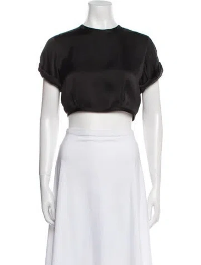 Pre-owned Orseund Iris Crew Neck Short Sleeve Crop Top In Black