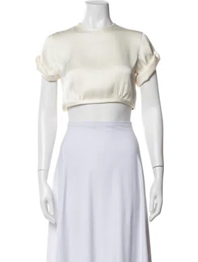 Pre-owned Orseund Iris Crew Neck Short Sleeve Crop Top In Neutrals