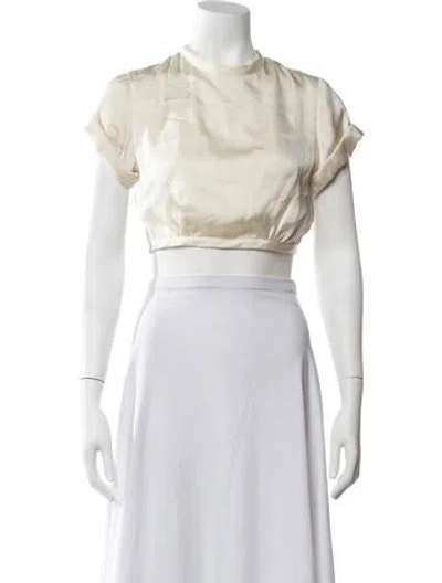 Pre-owned Orseund Iris Crew Neck Short Sleeve Crop Top In Neutrals