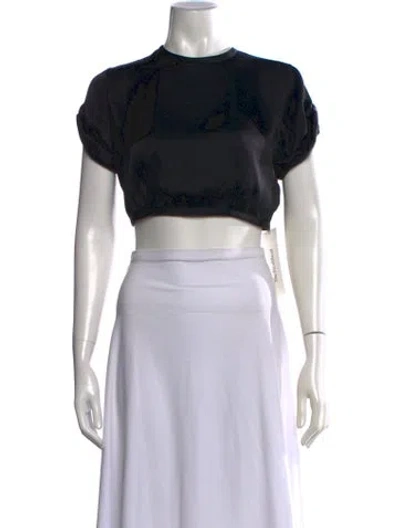 Pre-owned Orseund Iris Crew Neck Short Sleeve Crop Top W/ Tags In Black