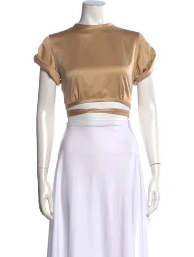 Pre-owned Orseund Iris Crew Neck Short Sleeve Crop Top W/ Tags In Neutrals