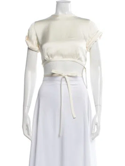 Pre-owned Orseund Iris Crew Neck Short Sleeve Crop Top In White