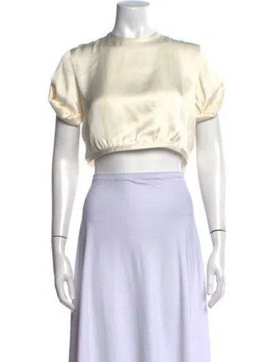 Pre-owned Orseund Iris Crew Neck Short Sleeve Crop Top In Yellow
