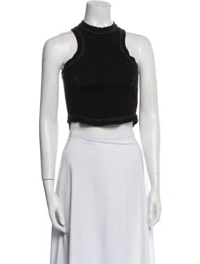 Pre-owned Orseund Iris Crew Neck Sleeveless Crop Top In Black