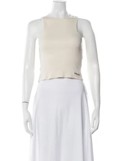 Pre-owned Orseund Iris Crew Neck Sleeveless Crop Top In Neutrals