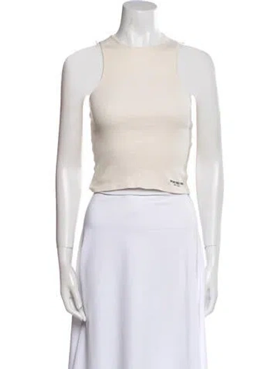 Pre-owned Orseund Iris Crew Neck Sleeveless Crop Top In White