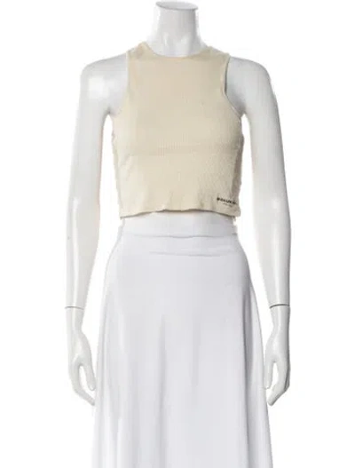Pre-owned Orseund Iris Crew Neck Sleeveless Crop Top In White