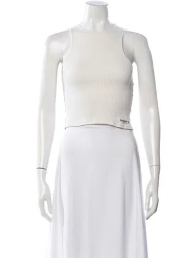 Pre-owned Orseund Iris Crew Neck Sleeveless Crop Top In White
