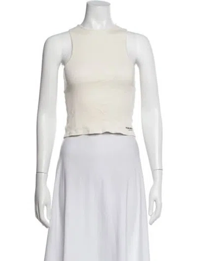 Pre-owned Orseund Iris Crew Neck Sleeveless Crop Top In White