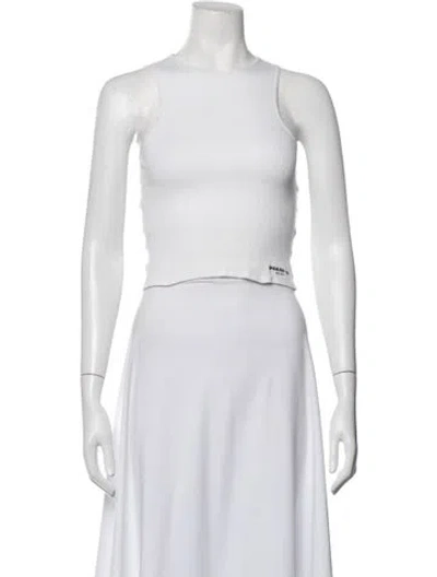 Pre-owned Orseund Iris Crew Neck Sleeveless Crop Top In White