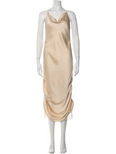 Pre-owned Orseund Iris Halterneck Midi Length Dress In White