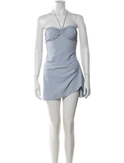 Pre-owned Orseund Iris Halterneck Mini Dress In Blue