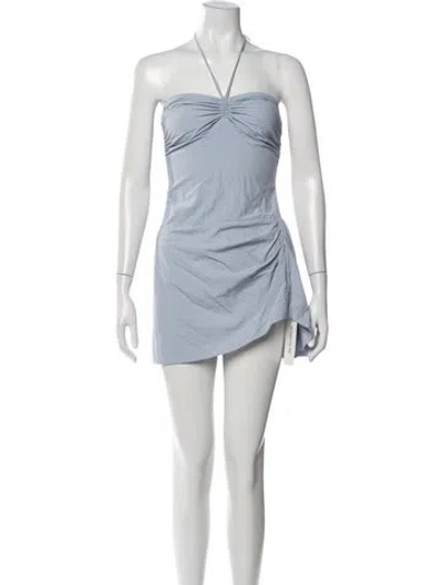 Pre-owned Orseund Iris Halterneck Mini Dress In Blue