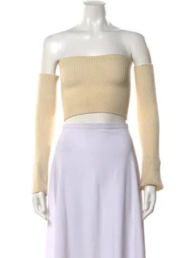 Pre-owned Orseund Iris Merino Wool Off-the-shoulder Sweater In Neutral