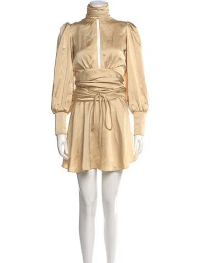 Pre-owned Orseund Iris Mock Neck Mini Dress In Neutral