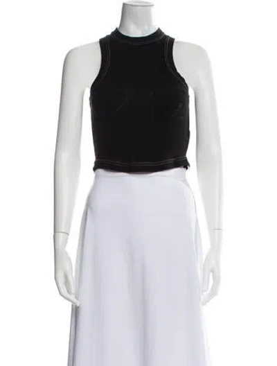 Pre-owned Orseund Iris Mock Neck Sleeveless Crop Top In Black
