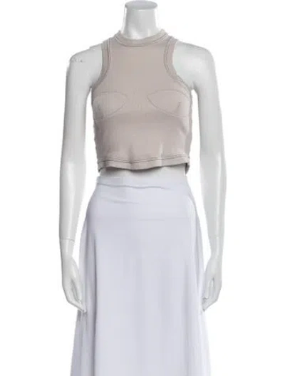Pre-owned Orseund Iris Mock Neck Sleeveless Crop Top In Neutral