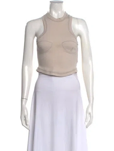 Pre-owned Orseund Iris Mock Neck Sleeveless Crop Top In Neutral