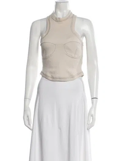 Pre-owned Orseund Iris Mock Neck Sleeveless Crop Top In Neutral