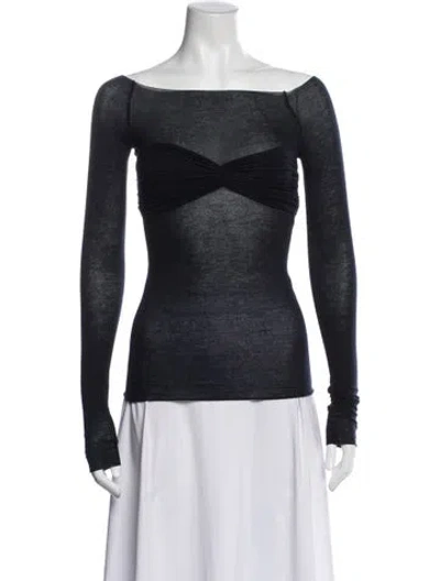 Pre-owned Orseund Iris Off-the-shoulder Long Sleeve Top In Blue