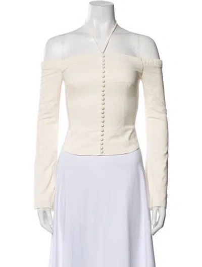 Pre-owned Orseund Iris Off-the-shoulder Long Sleeve Top W/ Tags In Neutral