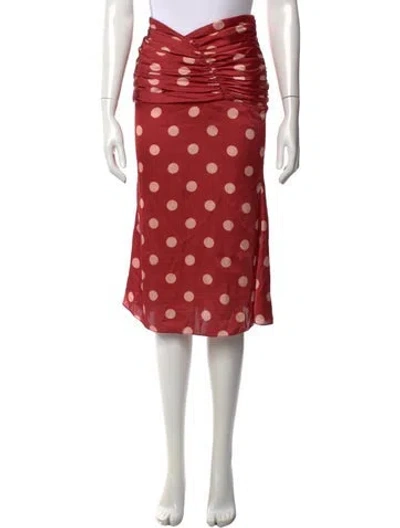 Pre-owned Orseund Iris Polka Dot Print Midi Length Skirt In Red
