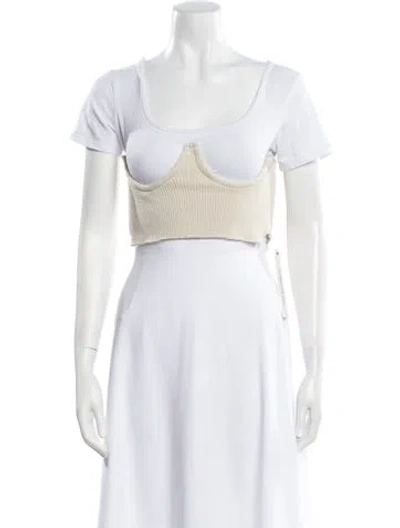 Pre-owned Orseund Iris Scoop Neck Short Sleeve Crop Top In Neutral