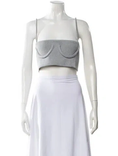 Pre-owned Orseund Iris Scoop Neck Sleeveless Crop Top In Gray