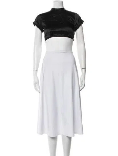 Pre-owned Orseund Iris Silk Mock Neck Crop Top In Black