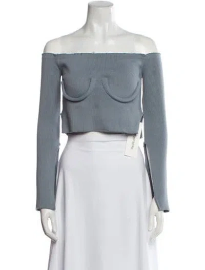 Pre-owned Orseund Iris Silk Off-the-shoulder Crop Top In Blue