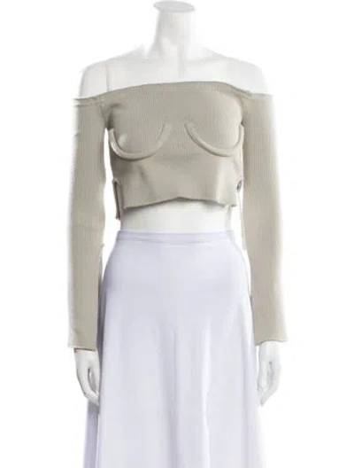 Pre-owned Orseund Iris Silk Off-the-shoulder Crop Top In Green