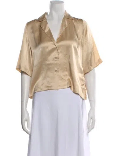Pre-owned Orseund Iris Silk V-neck Blouse In Neutral