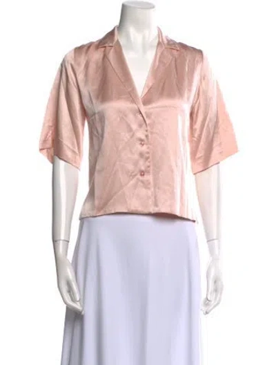 Pre-owned Orseund Iris Silk V-neck Button-up Top In Pink