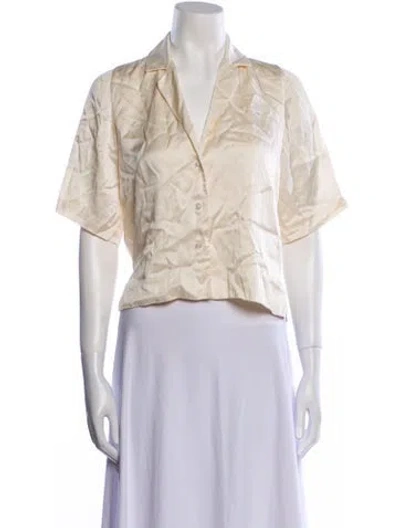 Pre-owned Orseund Iris Silk V-neck Crop Top In Neutral