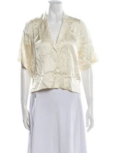 Pre-owned Orseund Iris Silk V-neck Crop Top In Neutral