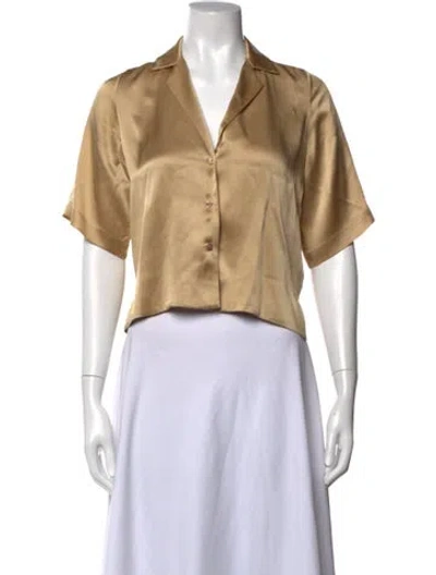 Pre-owned Orseund Iris Silk V-neck Top In Neutrals